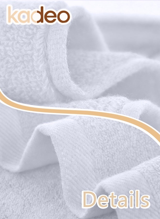 kadeo 3PCS Towel Set with Embroidery, 100% Cotton, Soft and Absorbent, 1 Bath Towels and 2 Hand Towels, Quicker-to-Dry, for Bathroom, Spa and Hotel, White Towel Set - Image 3